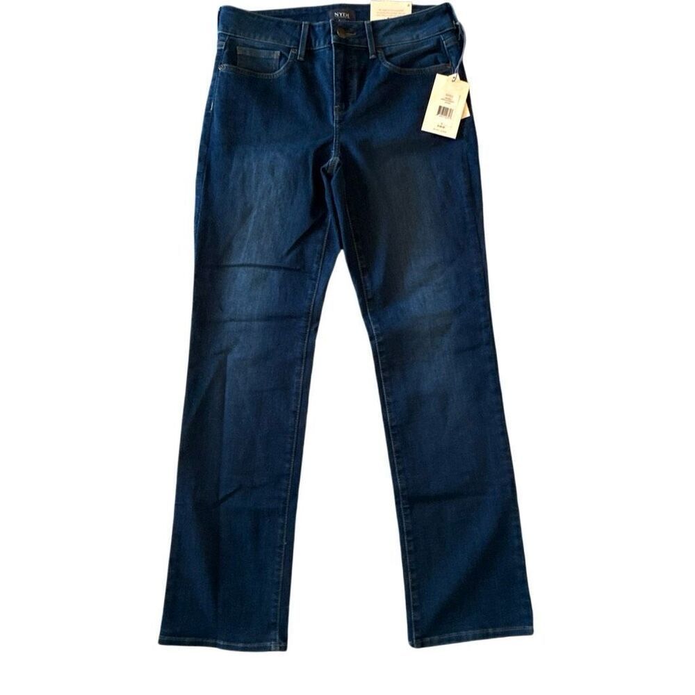 NYDJ Lift x Tuck Marilyn Straight Leg Mid-rise Denim Jeans Cooper Blue Sz 4 NWT
